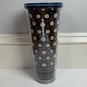 STARBUCKS 2017 Cherry Blossoms Black Floral Tumbler Cold Cup Venti 24oz No Straw